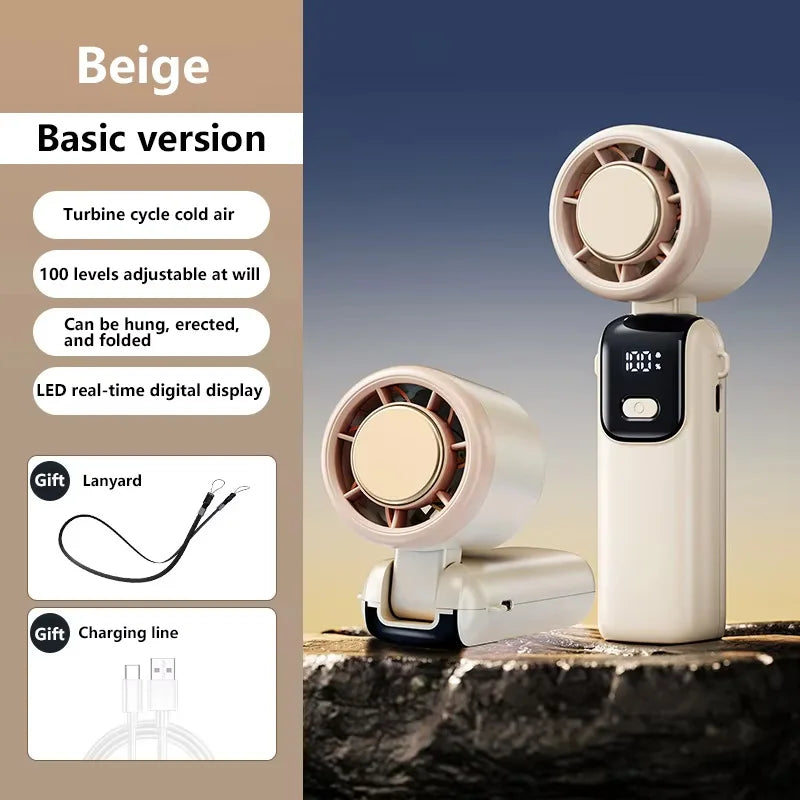 Compact Portable Cooling Handheld Fan - Turbo Neck Fan with USB