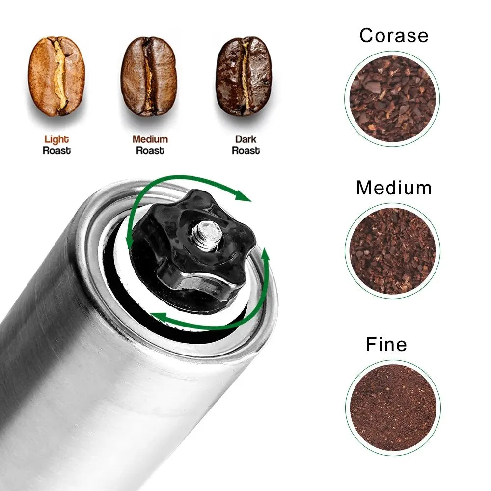 Adjustable Portable Manual Coffee Grinder - Stainless Steel Design