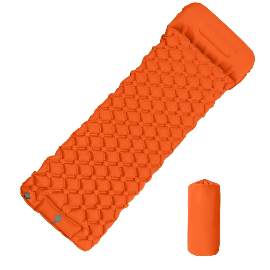 Ultralight Inflatable Camping Mattress with Built-In Pump & Pillows