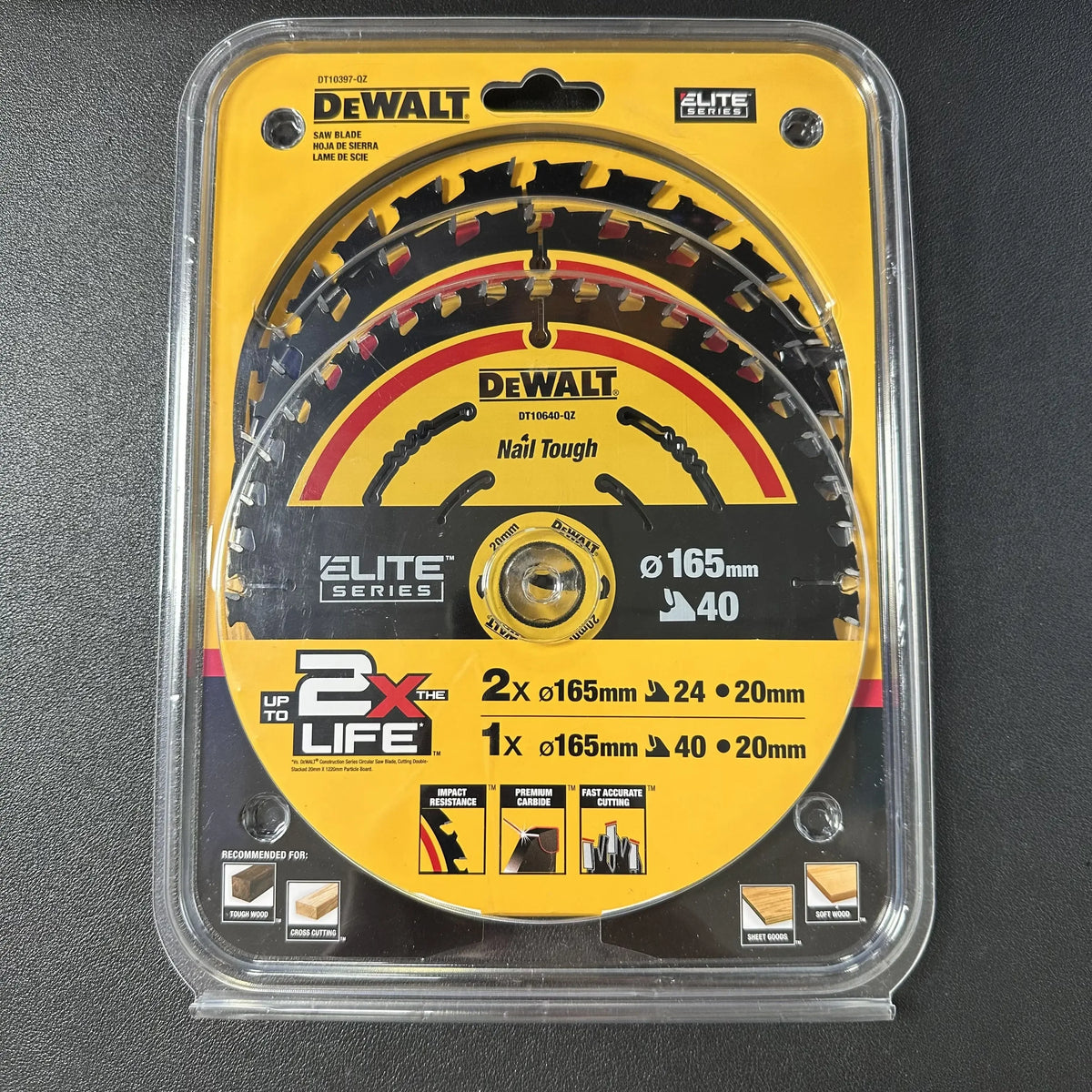 DEWALT Elite Circular Saw Blade - 3 Pack, 165MM, 24T & 40T
