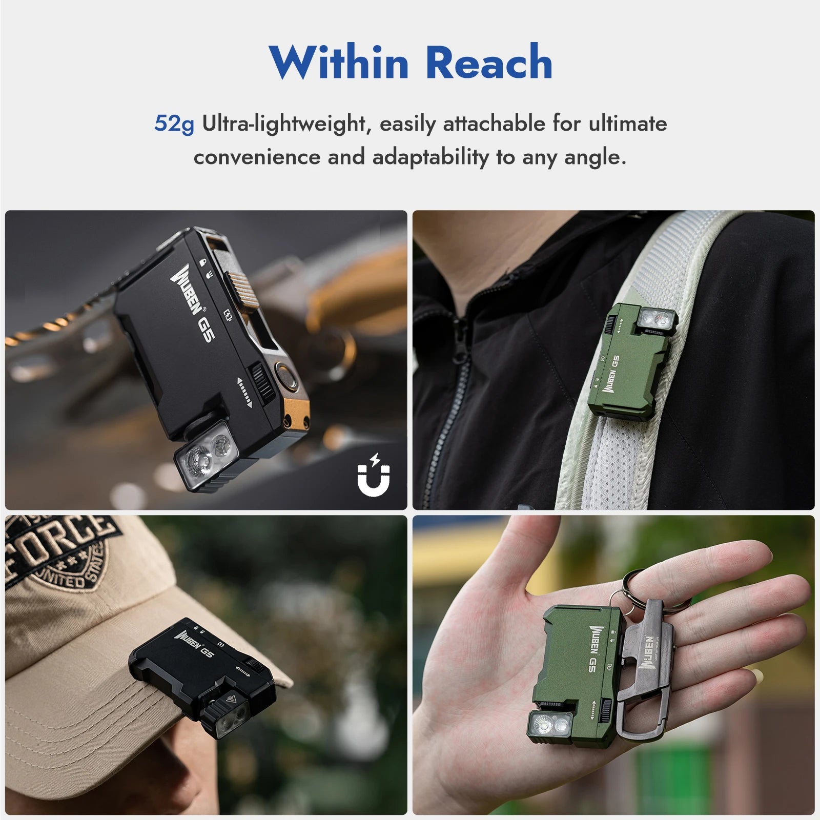 WUBEN G5 Rechargeable 400 Lumens EDC Flashlight with RGB Light