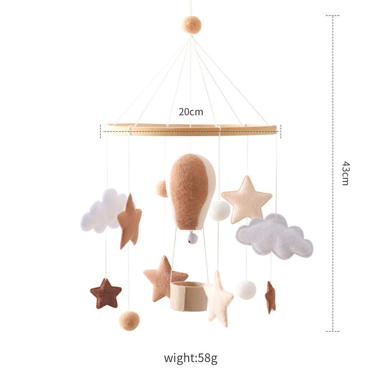 Soft Felt Hot Air Balloon Baby Crib Mobile - Colorful Wind Chime Toy