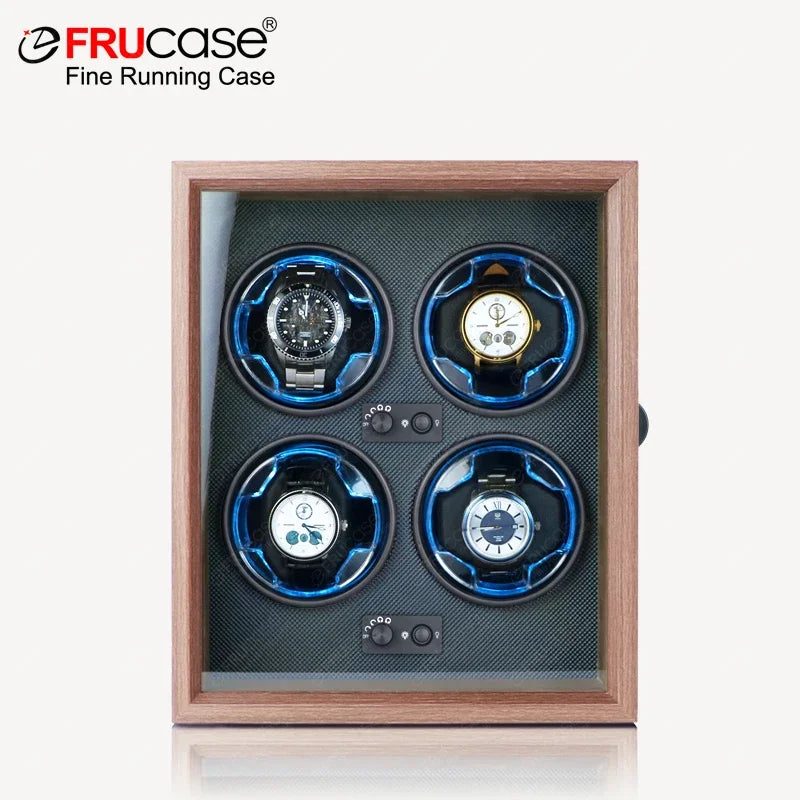 FRUCASE Elegant Wooden Watch Winder - 4 Automatic Watches Storage