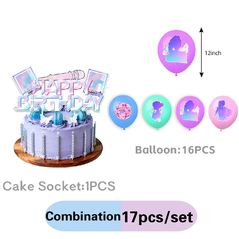 KPOP Pink & Purple Disposable Tableware Set for Birthday Parties