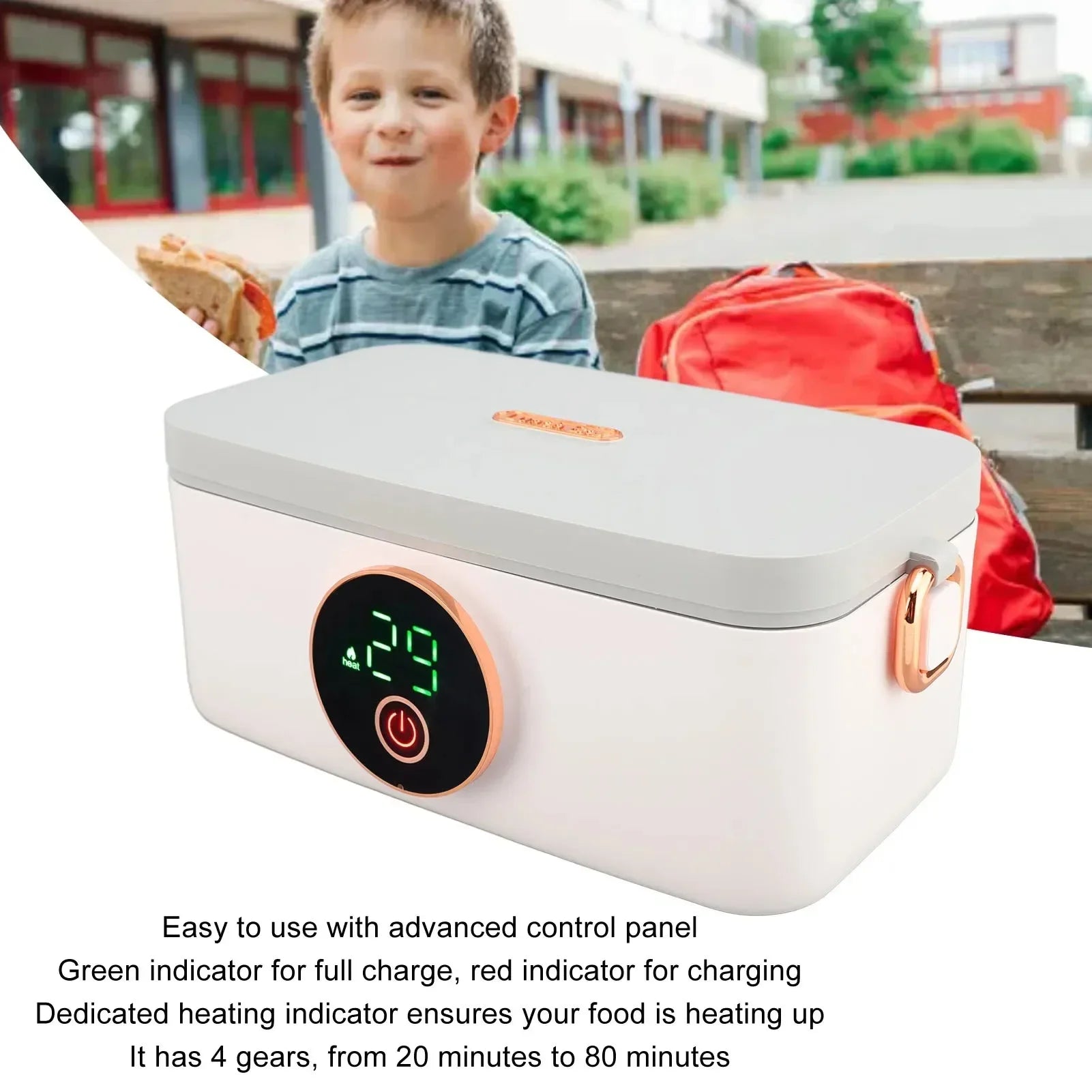 1L USB Rechargeable Electric Lunch Warmer Box for Office & Travel