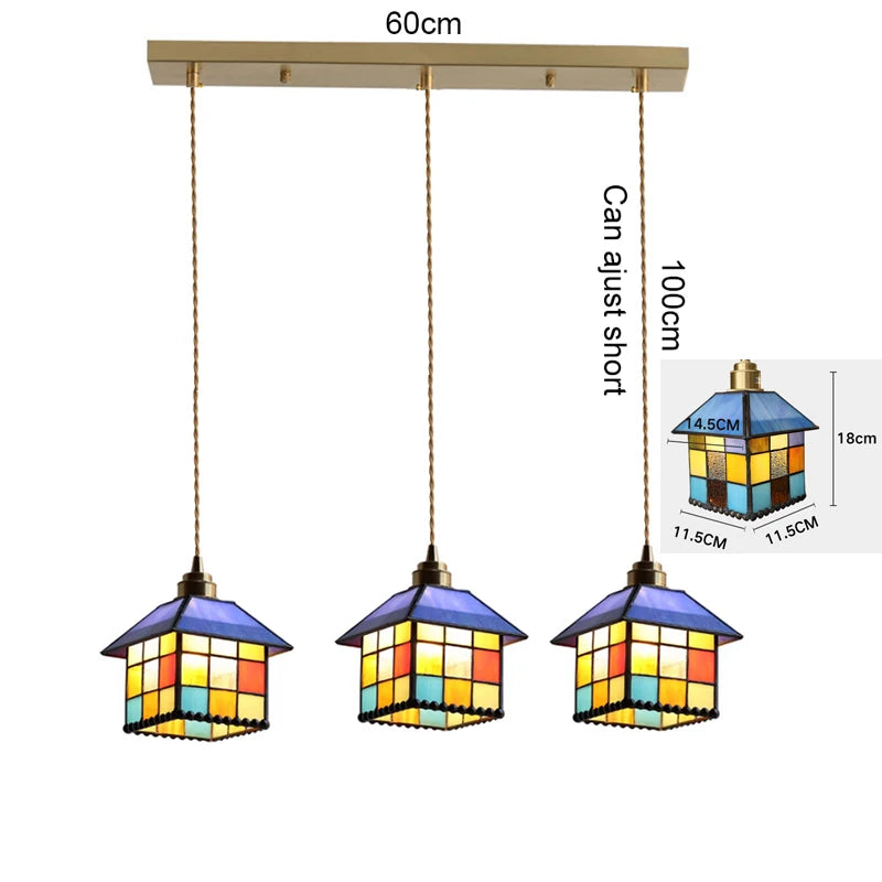 Vintage Pendant Lamp - Colorful Glass Chandelier for Home Decor