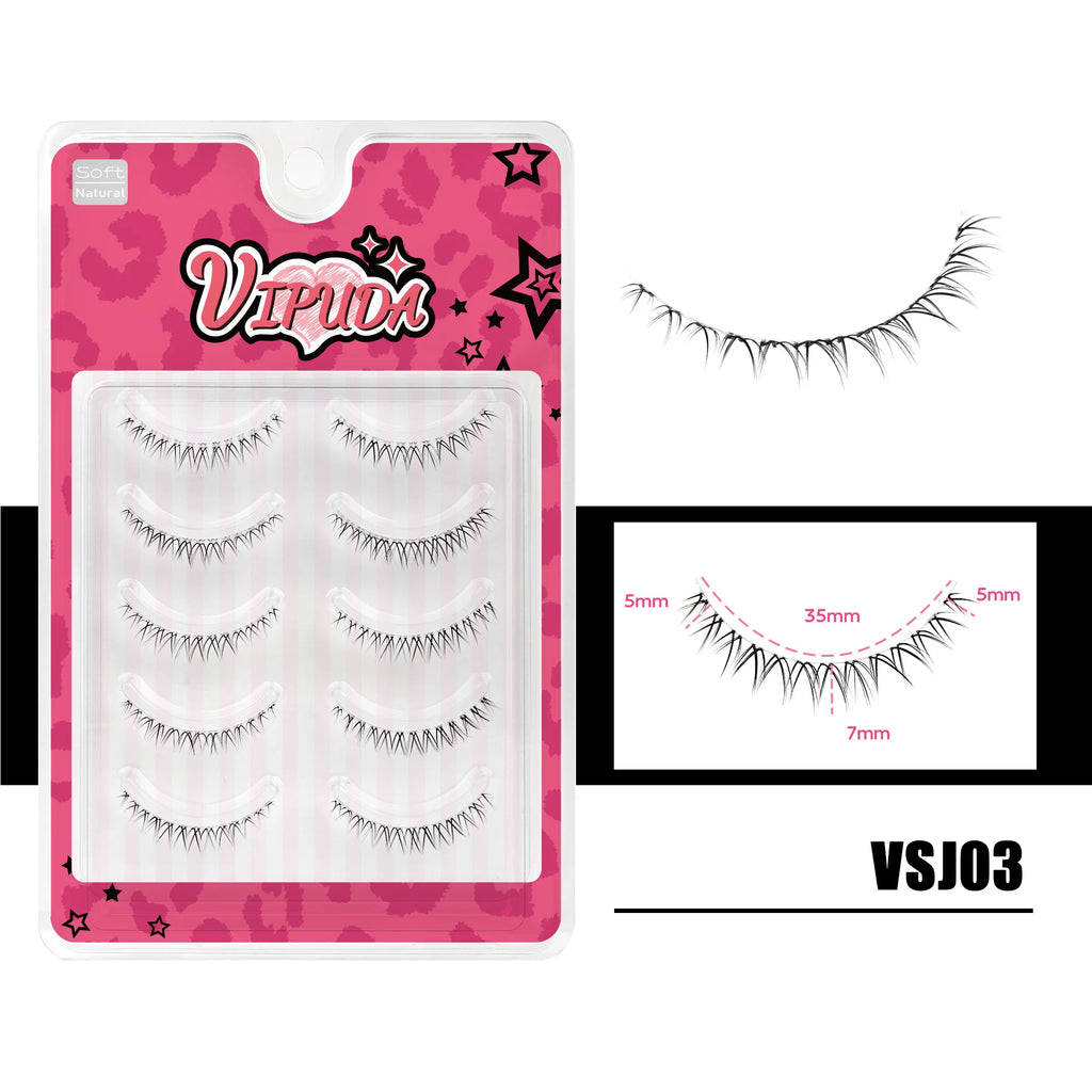 10 Pairs Manga Lower Eyelashes - Wispy Under Eye Lashes for Cosplay