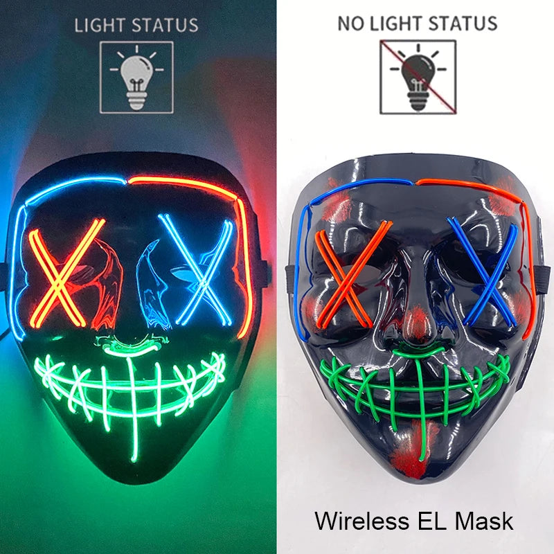 Glow-in-the-Dark Wireless LED Purge Mask for Halloween Cosplay