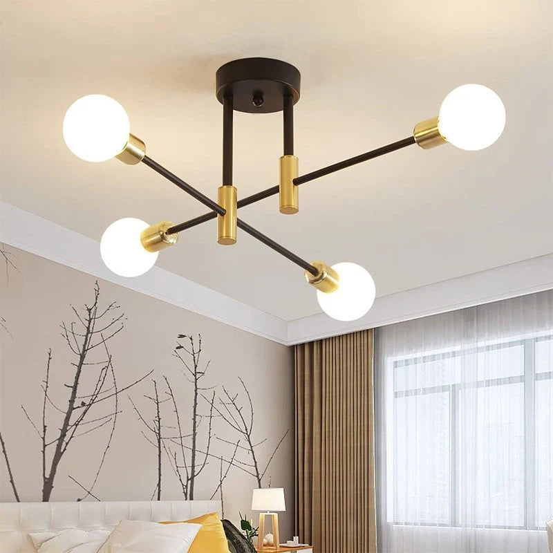 Retro Industrial Wrought Iron LED Ceiling Chandelier for Modern Decor