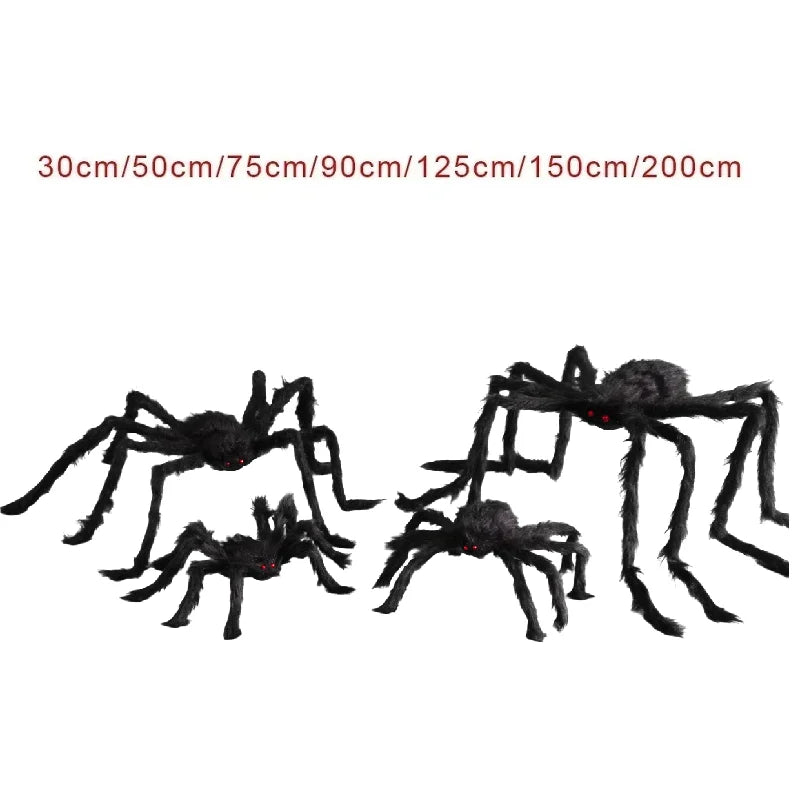 Giant Black Plush Spider Halloween Decoration - Realistic Party Prop