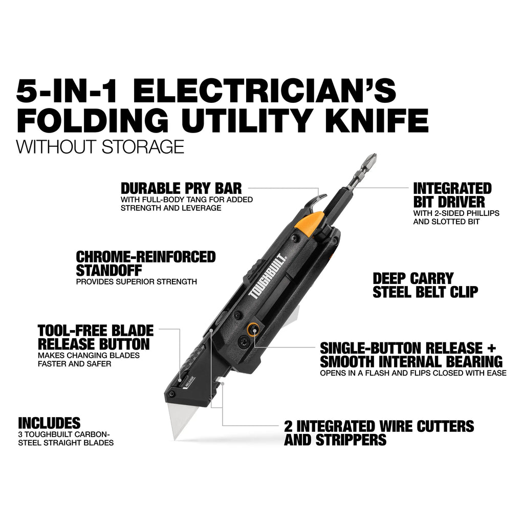 TOUGHBUILT 5-in-1 Electrician's Multi-Tool Utility Knife