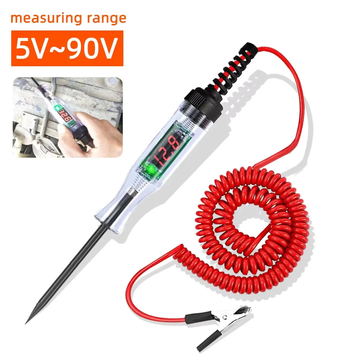 6V-24V Car Voltage Tester - Auto Diagnostic Probe with LCD Display