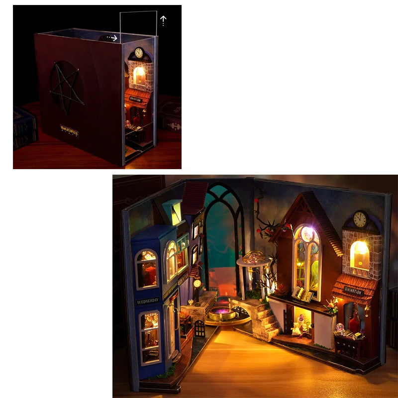 Charming DIY Miniature Wooden Book Nook Model Kit for Creativity