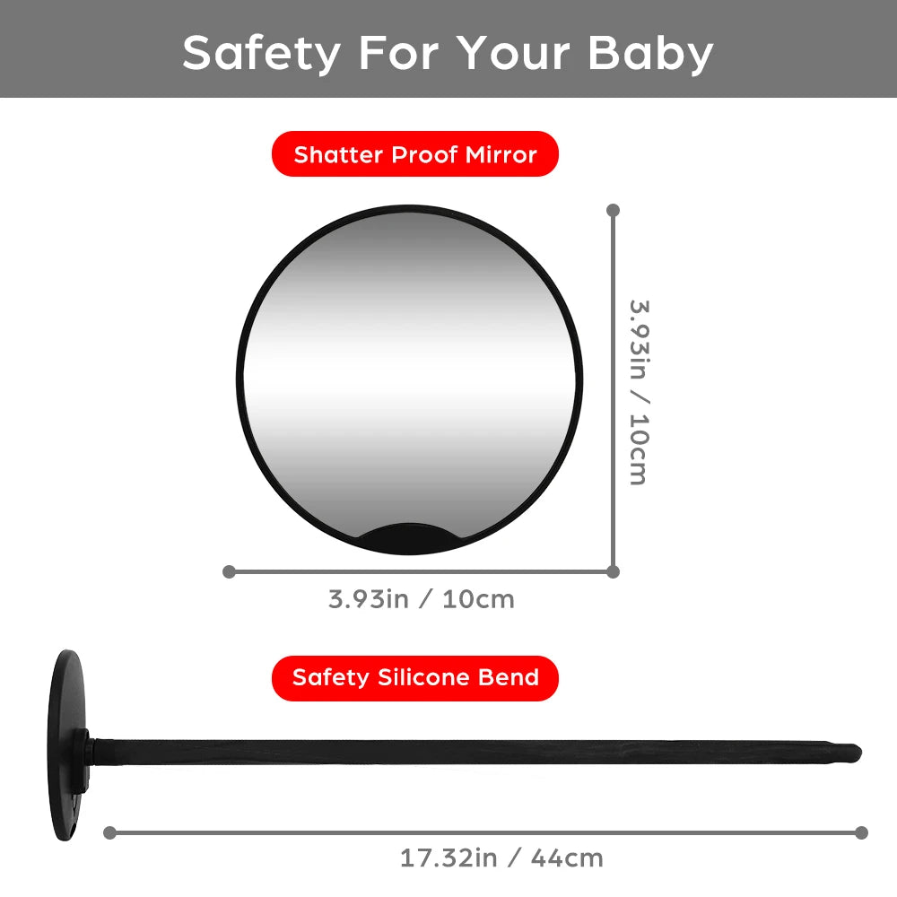 Adjustable 360° Baby Stroller Mirror - Shatterproof & Crash Tested