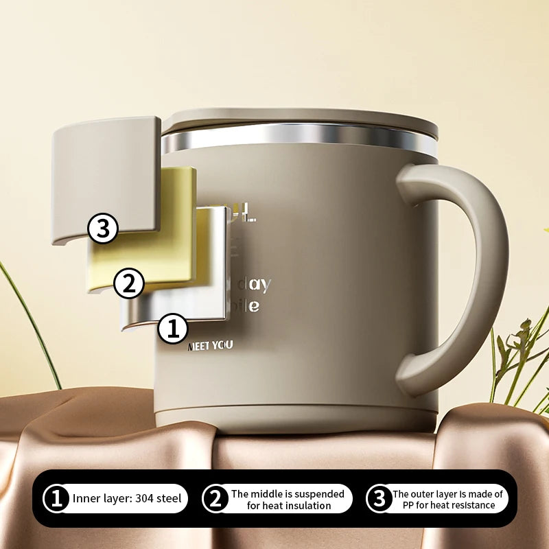 Double-Layer Insulated Stainless Steel Coffee Mug - 304 Design