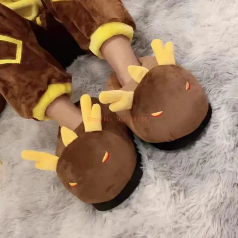 Cozy Genshin Impact Plush Slippers for Anime Fans - Scaramouche & Xiao