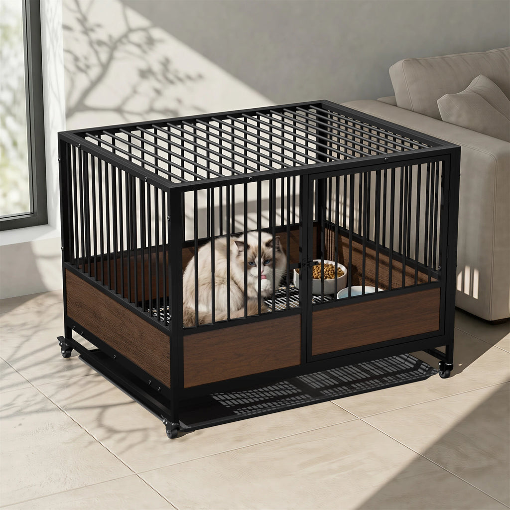 Heavy Duty Metal Cat Cage - Stackable Enclosure for Cats & Small Pets