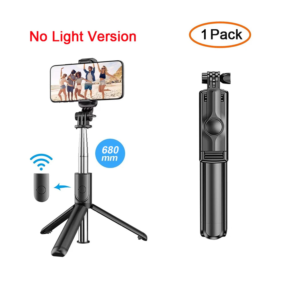 Bluetooth Selfie Stick Tripod with Remote & LED Light for Smartphones