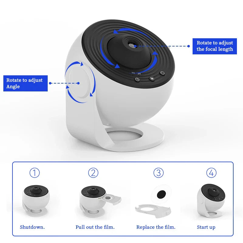 AUSYLE 360° Rotating Galaxy Light Projector for Kids - 12 Projections