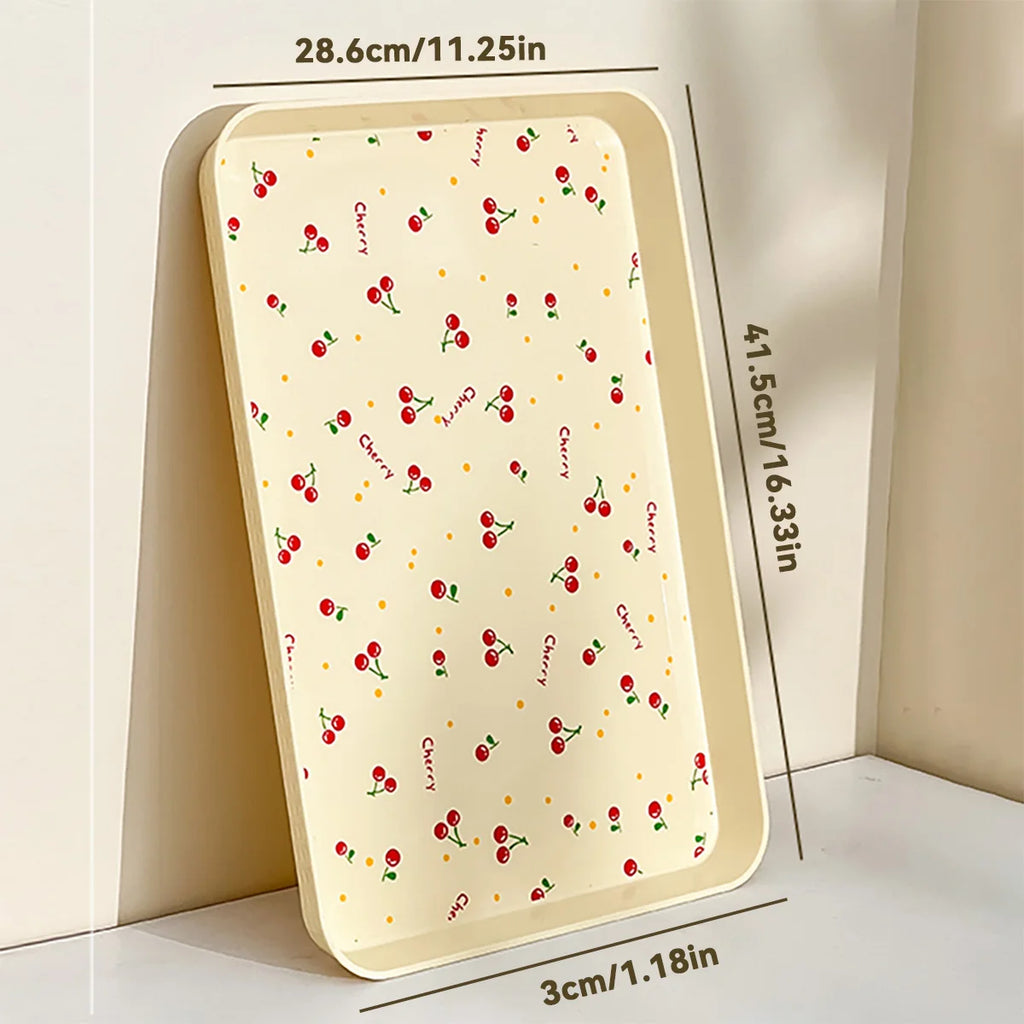 Cherry Pattern Decorative Serving Tray for Home & Kitchen