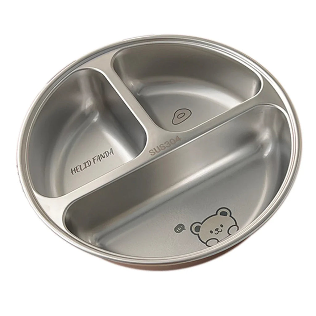 WORTHBUY Stainless Steel Divided Dinner Plate with 3 Compartments