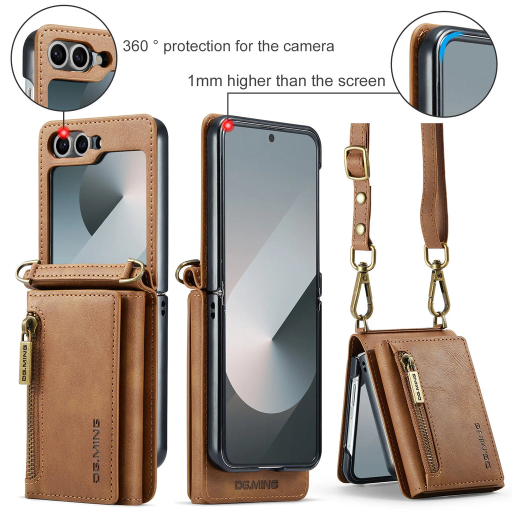 Luxury Leather Flip Wallet Case for Samsung Galaxy Z Flip Series