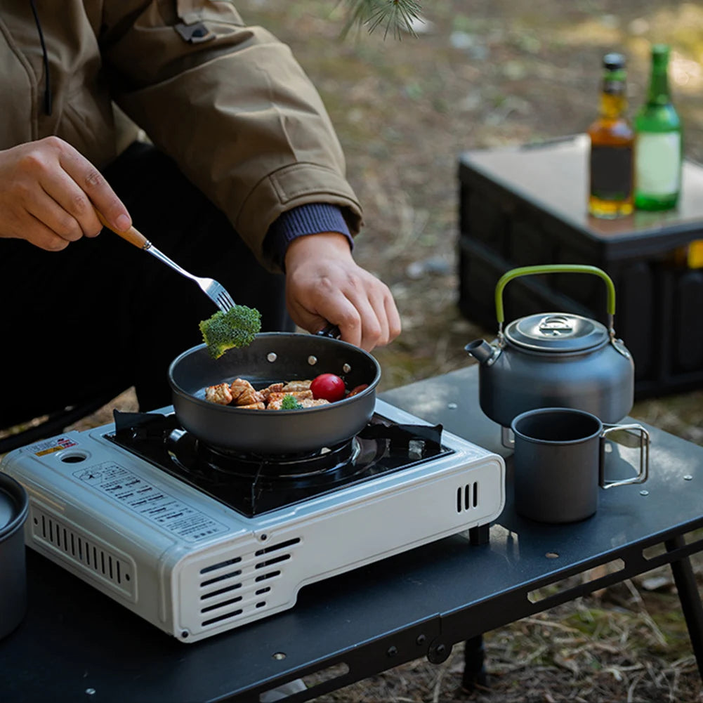 Portable 3PCS Camping Cookware Set with Mesh Bag for Outdoor Cooking