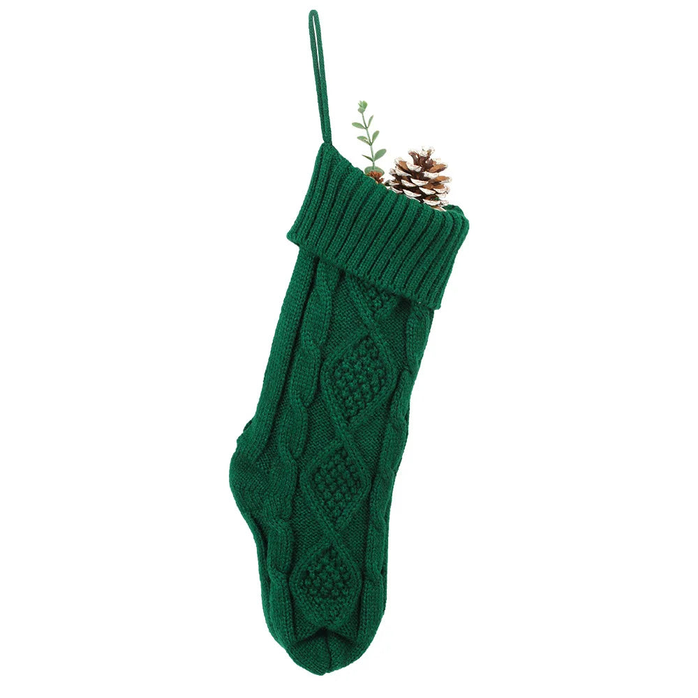 Cozy Knitted Christmas Stocking Gift Bag - Perfect Holiday Decor