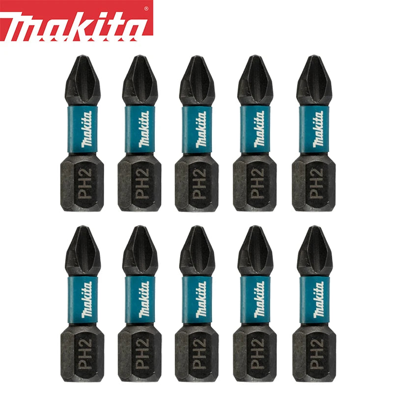 Makita PH2 25MM Impact Screwdriver Bits - 10PC High-Speed Steel Set