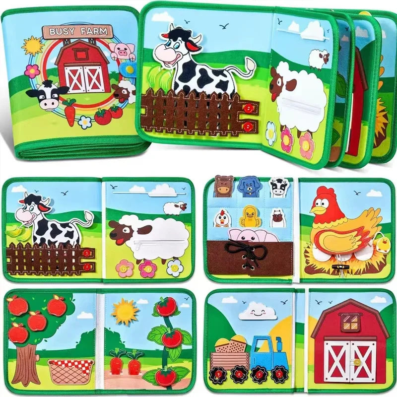 Montessori Farm Animal Cloth Book - Interactive Learning Toy for Toddlers