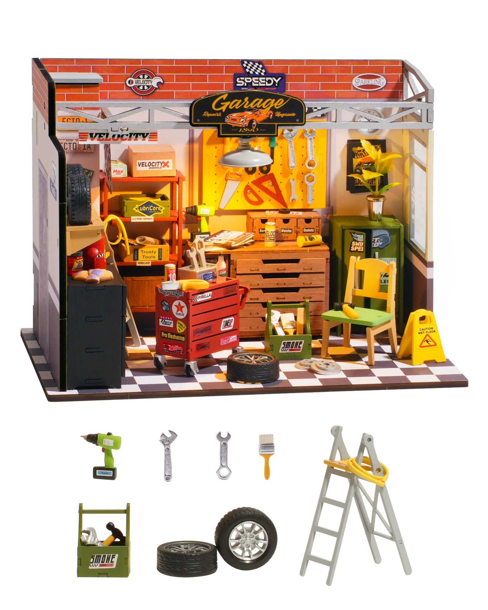 Robotime Rolife Mini Garage Workshop Dollhouse - DIY Wooden Craft Set
