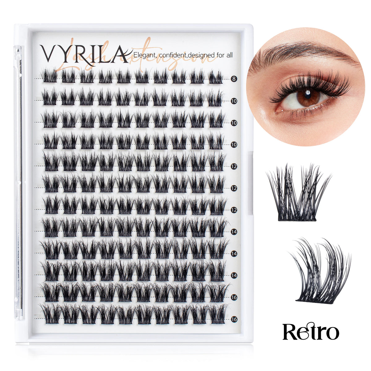 VYRILA C Curl 3D Wispy DIY Eyelash Extensions - Reusable & Natural Look
