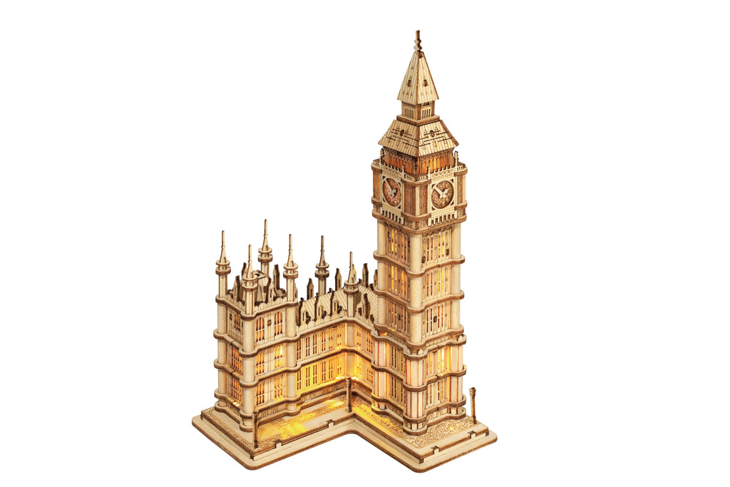 Robotime 3D Wooden Puzzle Kit: Build Big Ben & Tower Bridge
