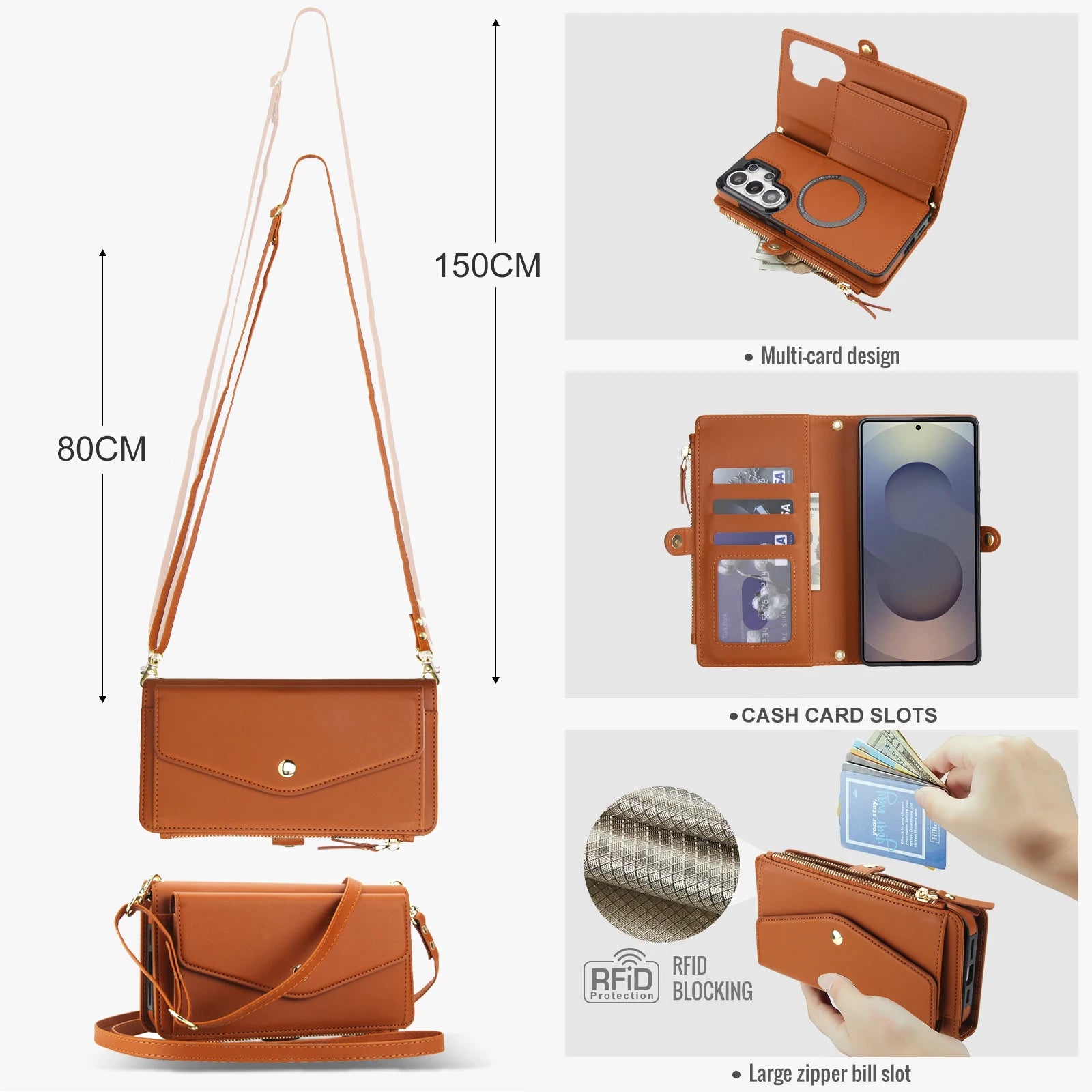 2-in-1 Magnetic Zipper Wallet Case for Samsung Galaxy S Series