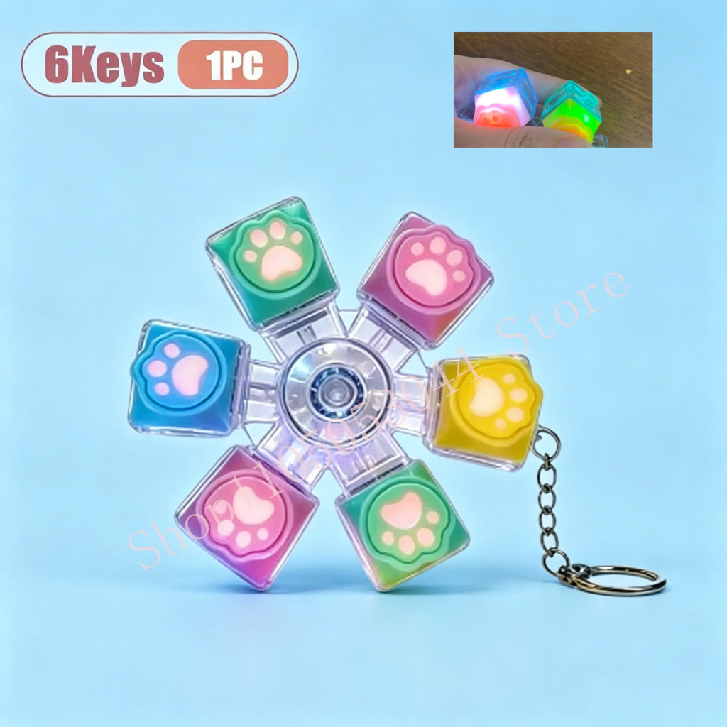 LED Cat Claw Keycap Keychain Fidget Spinner Stress Relief Toy