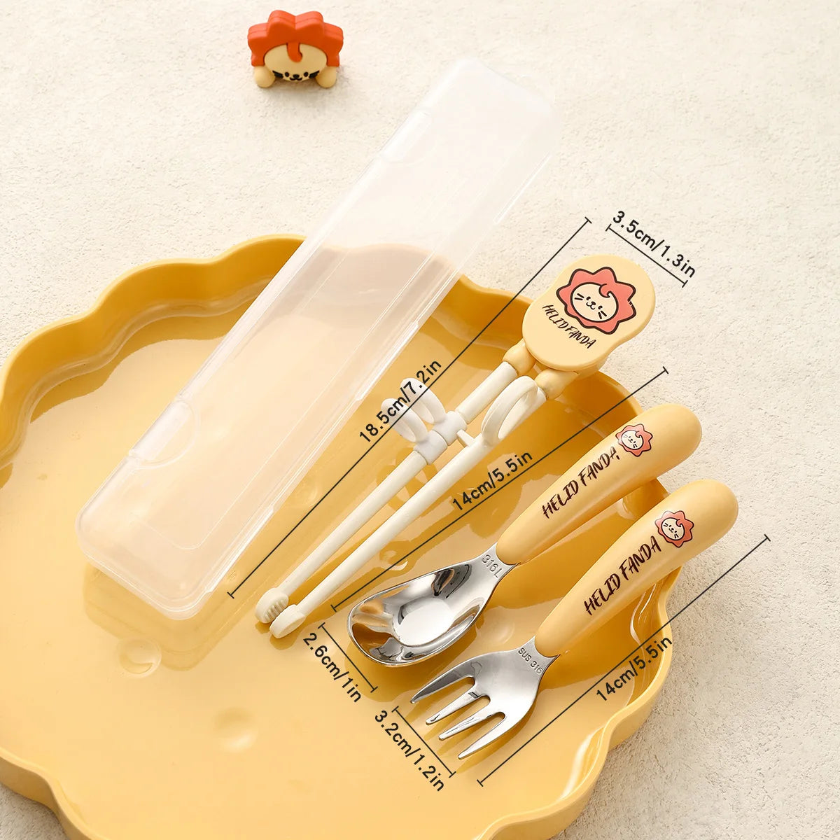 Kids Portable Stainless Steel Cutlery Set - Chopsticks, Spoon & Fork