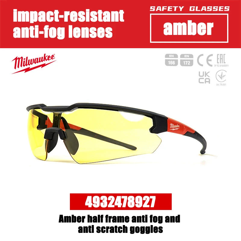 Milwaukee Impact Resistant Safety Goggles - Fog & UV Protected