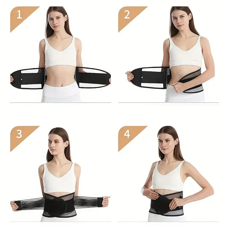 Breathable Lumbar Support Belt - Adjustable Compression Back Brace