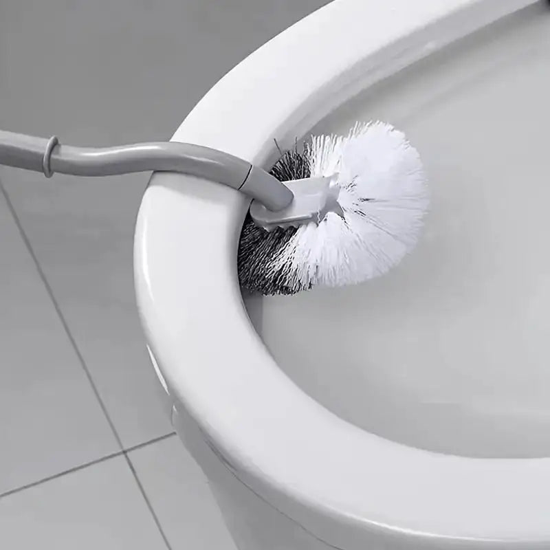 Ergonomic C-Type Toilet Brush with 18" Handle - Reusable & Portable Cleaner