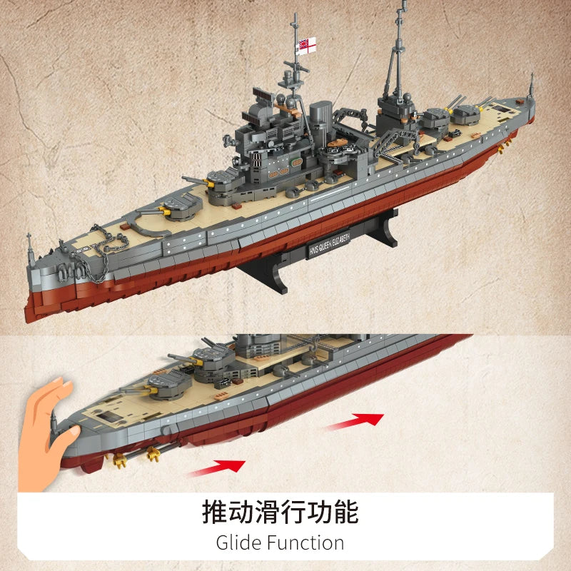2277PCS WWII Battleship Building Blocks Set for Kids - Elizabeth Class