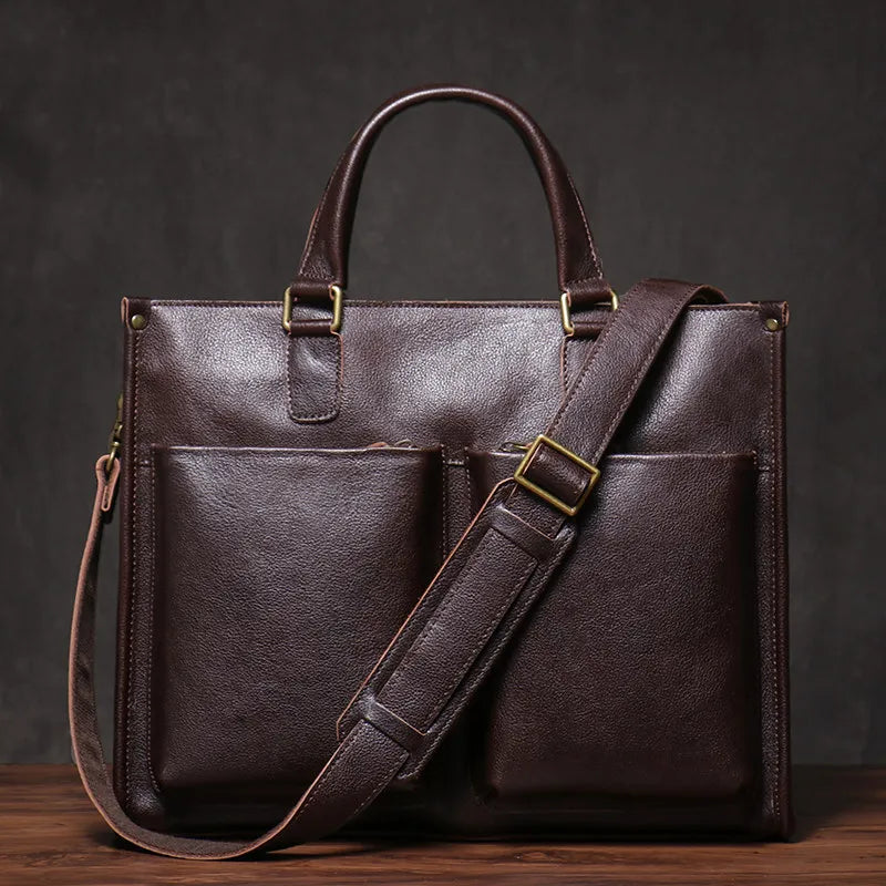 Vintage Leather Shoulder Bag - Stylish & Durable Business Briefcase