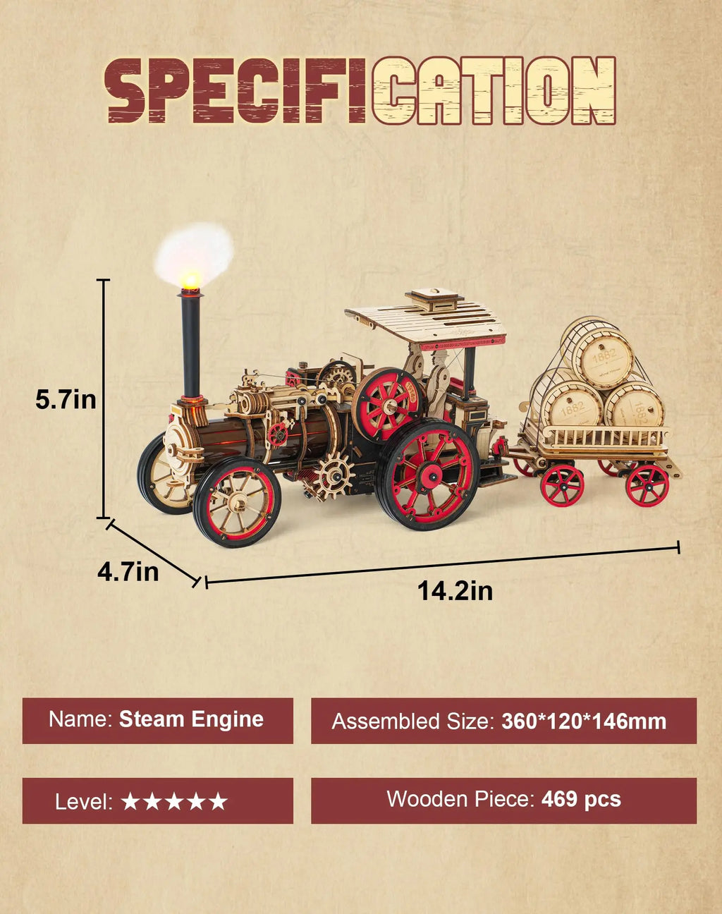 Robotime Rokr 3D Wooden Tractor Model - Engaging Puzzle for Adults
