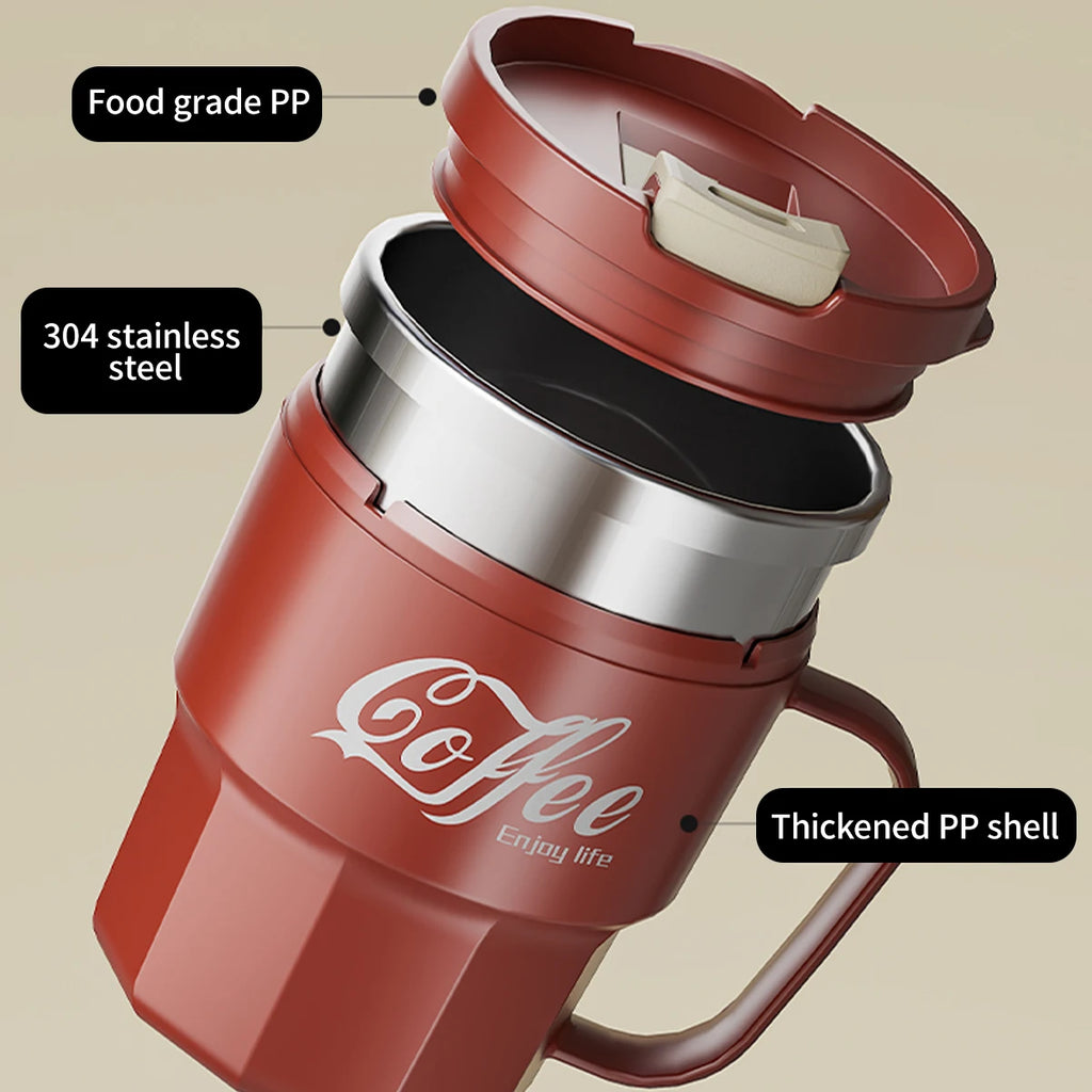 Double Layer Insulated Stainless Steel Coffee Mug - 400/480ML