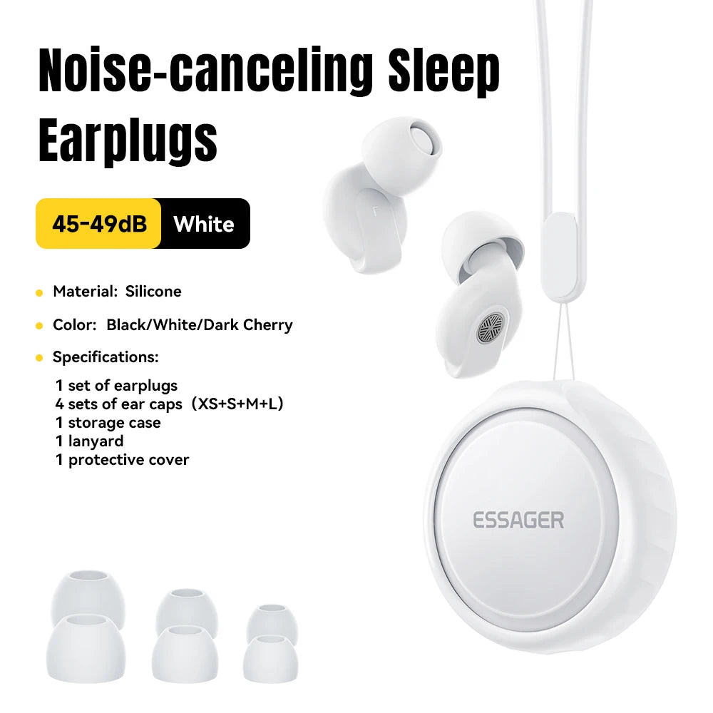 Essager Noise-Canceling Silicone Earplugs for Sleep & Study - 45-49dB