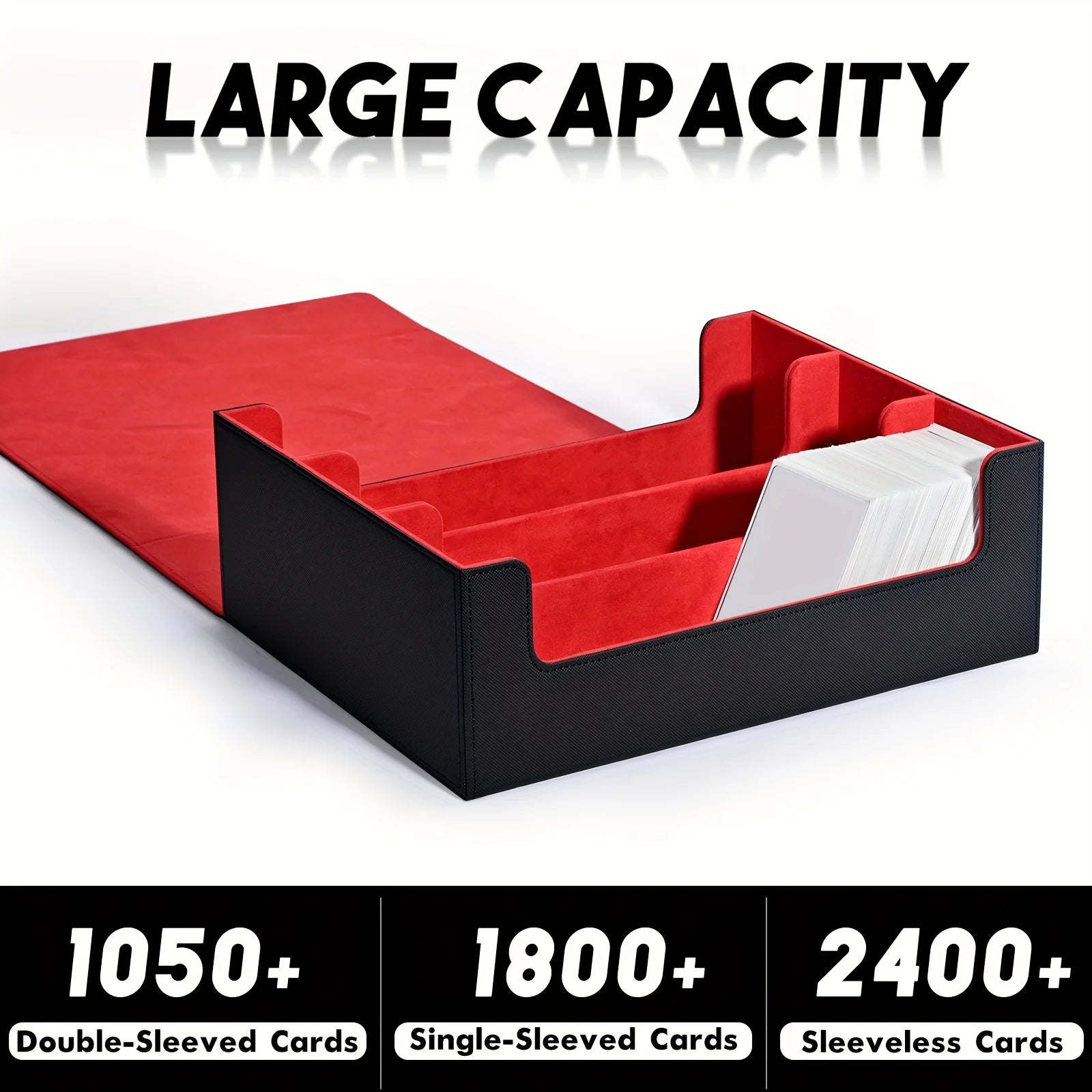 Premium PU Leather Trading Card Storage Box - Holds 1800+ Decks