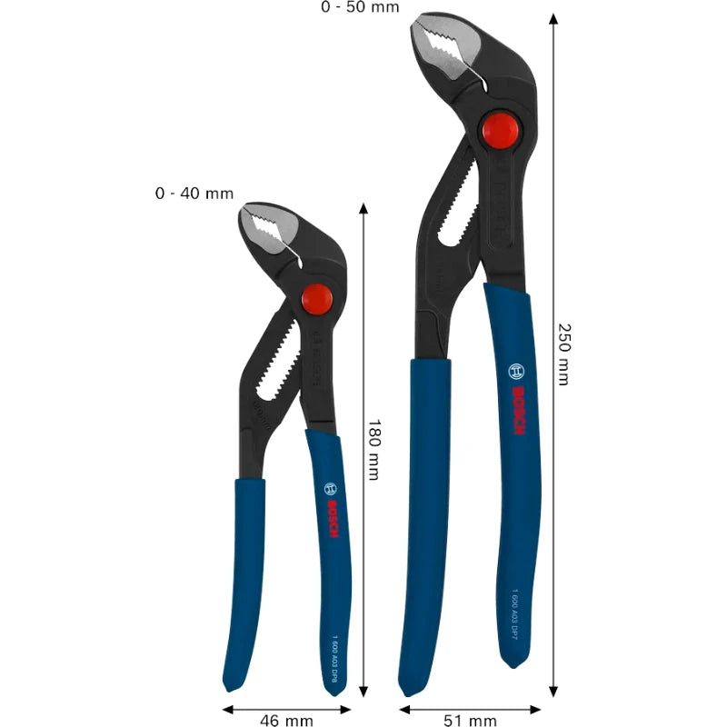 Bosch Water Pump Pliers Set - 2-Piece Hand Tools for Pipe & Auto Repair
