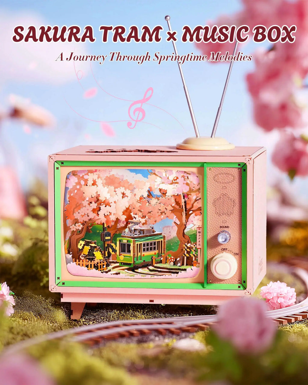 Robotime 3D Wooden Sakura Music Box Puzzle with Lights & Sound