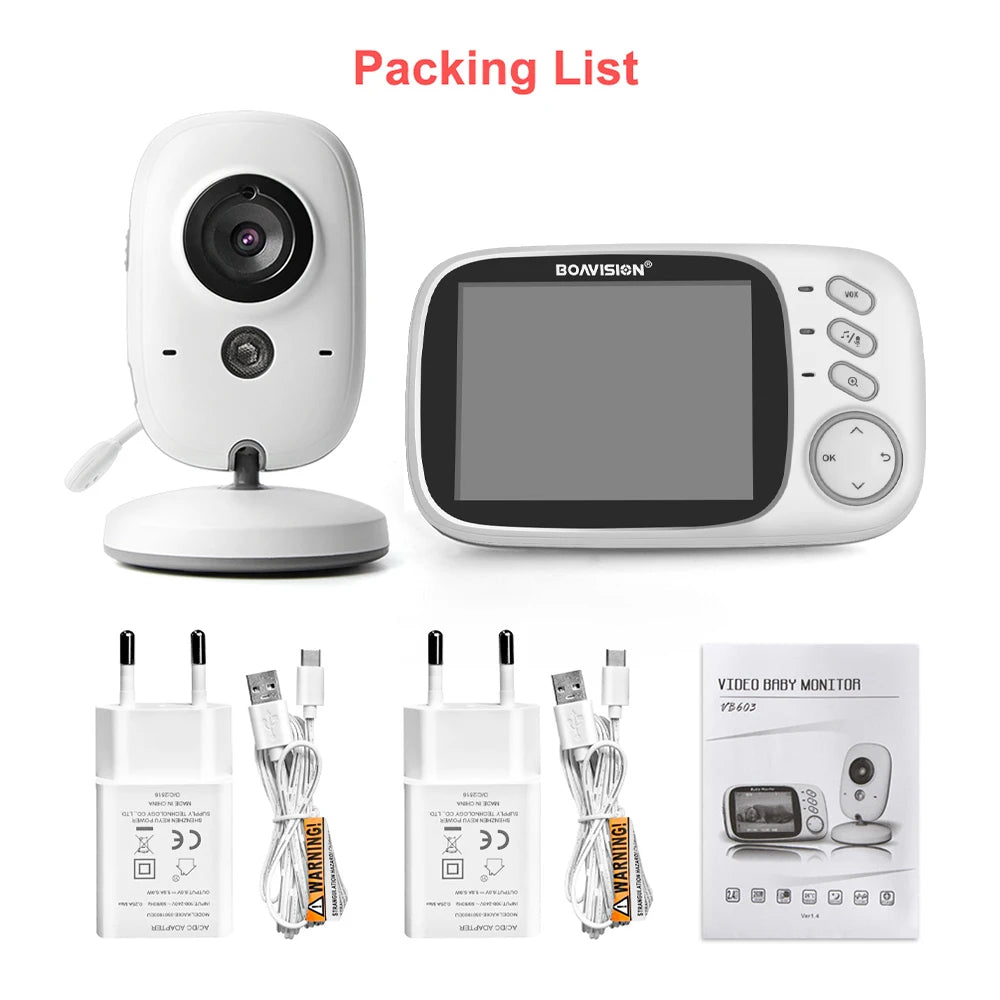 BOAVISION 2.4G Wireless Video Baby Monitor with 3.2" LCD & Night Vision