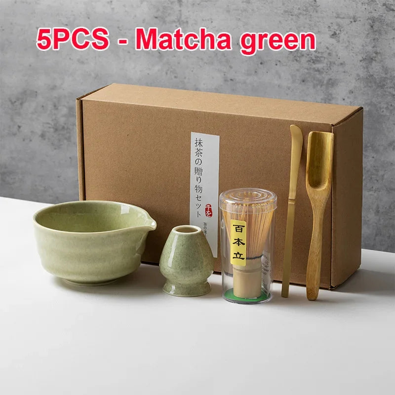 Authentic 4/5/6PCS Matcha Bamboo Whisk & Bowl Set - Perfect Tea Making Tools