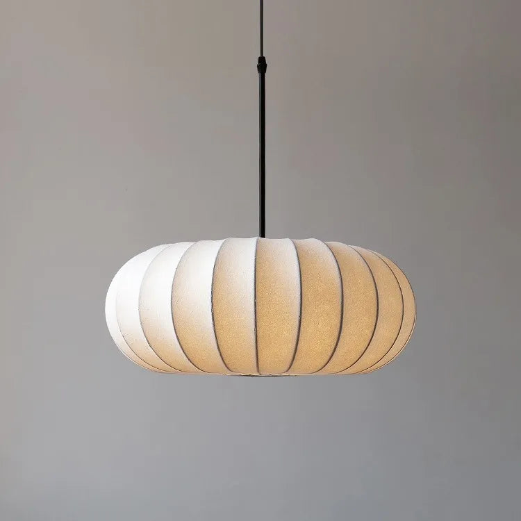Elegant Japanese Wabi-Sabi Silk Pumpkin Pendant Light Fixture